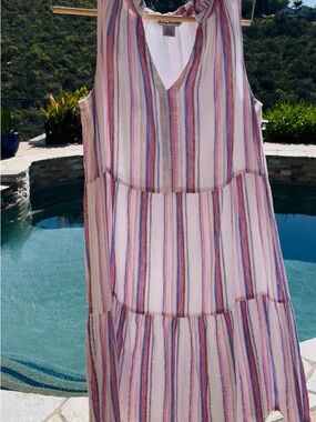 Tommy Bahama Sleeveless Striped Maxi Dress in Pink & Blue